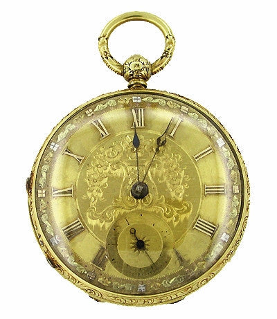 S.I. Tobias & Co., Liverpool Keywind Pocket Watch in 18 Karat Tri Color Gold