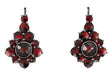 Victorian Bohemian Garnet Earrings in Antiqued Sterling Silver - Rose Cut Czech Garnets - AE144