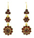 Victorian Bohemian Garnet Floral Double Drop Earrings in 14 Karat Yellow Gold and Sterling Silver Vermeil