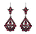 Victorian Bohemian Garnet Leaf Drop Earrings in Antiqued Sterling Silver