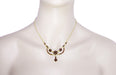 Victorian Bohemian Garnet Teardrop Necklace in Sterling Silver and Yellow Gold Vermeil - 16"