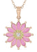 Plique a Jour Enamel Flower Pendant Necklace in Rose Gold Vermeil Sterling Silver with White Sapphire | Art Nouveau 1910 Vintage Replica