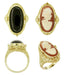 Filigree Edwardian Flip Ring with Carnelian Shell Cameo and Black Onyx in 14 Karat Gold