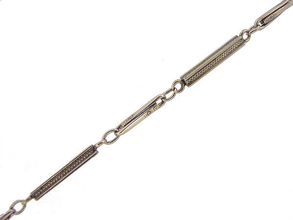 Antique White Gold Filled Pocket Watch Chain - Item: WC102 - Image: 2