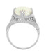 Art Deco Filigree Large White Opal Ring in 14 Karat White Gold