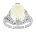 Art Deco Filigree Large White Opal Ring in 14 Karat White Gold