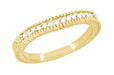 Art Deco Yellow Gold Curved Wheat Diamond Wedding Band - 18K or 14K