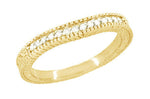 Art Deco Yellow Gold Curved Wheat Diamond Wedding Band - 18K or 14K