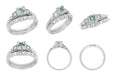 Art Deco Carved Contoured Diamond Wedding Ring in Platinum