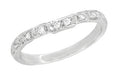 Art Deco Carved Contoured Diamond Wedding Ring in Platinum