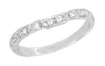 Art Deco Carved Contoured Diamond Wedding Ring in Platinum