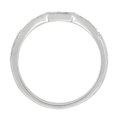 Art Deco Carved Contoured Diamond Wedding Ring in White Gold - Item: WR155W14 - Image: 3