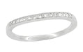 Simple Platinum Curved Diamond Wedding Band with Milgrain Edges - WR158P