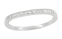 Milgrain Edge Gently Curved Diamond Wedding Band in Platinum