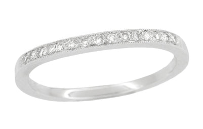 Milgrain Edge Gently Curved Diamond Wedding Band in Platinum