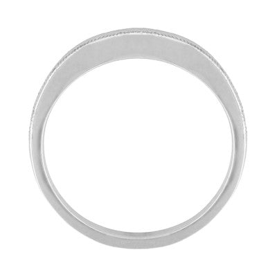 Millgrain Edge Curved Wedding Band in Platinum - Item: WR158PND - Image: 3