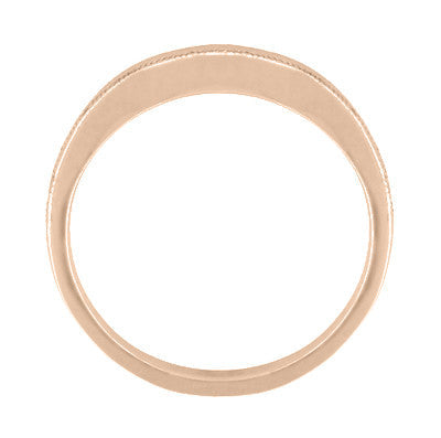 Millgrain Edge Curved Wedding Band in 14 Karat Rose ( Pink ) Gold - Item: WR158RND - Image: 3