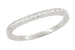 White Sapphire Curved Wedding Band in 14 Karat White Gold with Milgrain Edges