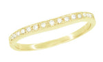Vintage Style Gently Contoured Milgrain Edge Diamond Wedding Band in Yellow Gold - 14K or 18K