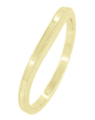 High Polish Millgrain Edged Contoured Wedding Band in 14 Karat Yellow Gold - alternate view