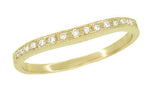 Vintage Inspired White Sapphire Curved Wedding Band in 14 Karat Yellow Gold