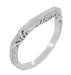 Art Deco Filigree and Wheat Engraved Curved Wedding Ring in Platinum
