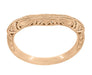 Art Deco Filigree and Wheat Engraved Curved Wedding Ring in 14 Karat Rose Gold