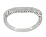 Art Deco Filigree and Wheat Engraved Curved Wedding Ring in White Gold