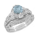Art Deco Filigree and Wheat Engraved Curved Wedding Ring in White Gold