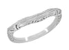 Matching wr161w wedding band for Art Deco Filigree Antique Engraved Solitaire Diamond Engagement Ring in White Gold