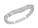 Art Deco Filigree and Wheat Engraved Curved Wedding Ring in White Gold