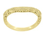 Art Deco Filigree and Wheat Engraved Curved Wedding Ring in Yellow Gold