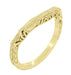 Art Deco Filigree and Wheat Engraved Curved Wedding Ring in Yellow Gold