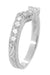 Curved Heirloom Carved Scrolls and Wheat Art Deco Diamond Wedding Band in 18 Karat White Gold