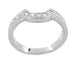 Curved Heirloom Carved Scrolls and Wheat Art Deco Diamond Wedding Band in 18 Karat White Gold