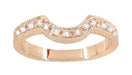 Art Deco Rose Gold Carved Wheat and Scrolls Hugger Diamond Wedding Band
