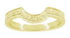 Art Deco Engraved Scrolls and Wheat Curved Wedding Band in 18 Karat Yellow Gold