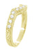 18 Karat Yellow Gold Art Deco Engraved Wheat and Scrolls Curved Hugger Diamond Wedding Band