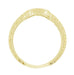18 Karat Yellow Gold Art Deco Engraved Wheat and Scrolls Curved Hugger Diamond Wedding Band