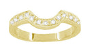 18 Karat Yellow Gold Art Deco Engraved Wheat and Scrolls Curved Hugger Diamond Wedding Band
