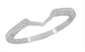 Contoured Art Deco Filigree Scrolls Wedding Band in 14 Karat White Gold
