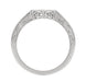 Contoured Art Deco Filigree Scrolls Wedding Band in 14 Karat White Gold