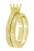 Yellow Gold Art Deco Scrolls Contoured Engraved Wedding Band - 14 or 18 Karat