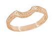Art Deco 14 Karat Rose Gold Scrolls Engraved Curved Wedding Band