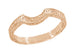 Art Deco 14 Karat Rose Gold Scrolls Engraved Curved Wedding Band