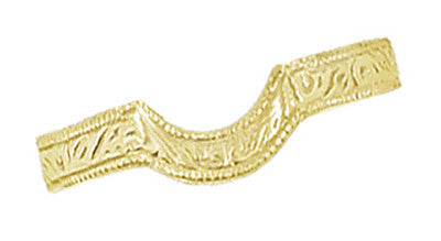 Art Deco Yellow Gold Vintage Engraved Scrolls Curved Wedding Band - Item: WR199Y50K14 - Image: 3