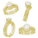 Art Deco Yellow Gold Vintage Engraved Scrolls Curved Wedding Band