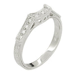 Platinum Art Deco Filigree Scroll Engraved Curved Diamond Wedding Ring