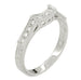Platinum Art Deco Filigree Scroll Engraved Curved Diamond Wedding Ring
