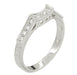 Platinum Art Deco Filigree Scroll Engraved Curved Diamond Wedding Ring